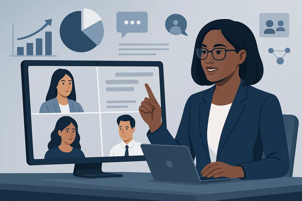 Digitalt säljteamsmöte med fokus på ledarskapsutveckling 2026